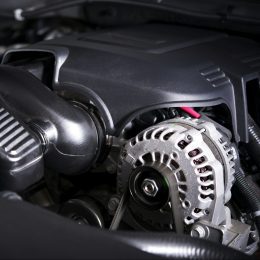Modern Car Alternator and Engine