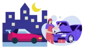 night driving and auto repair image for content